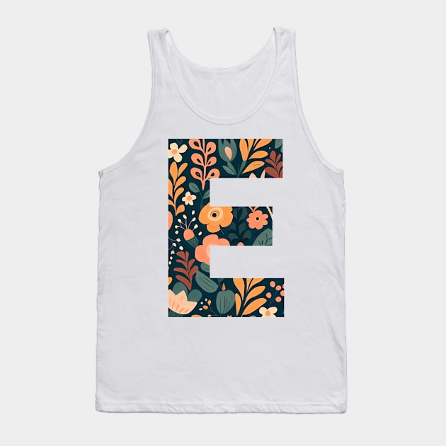 Whimsical Floral Letter E Tank Top by BotanicalWoe